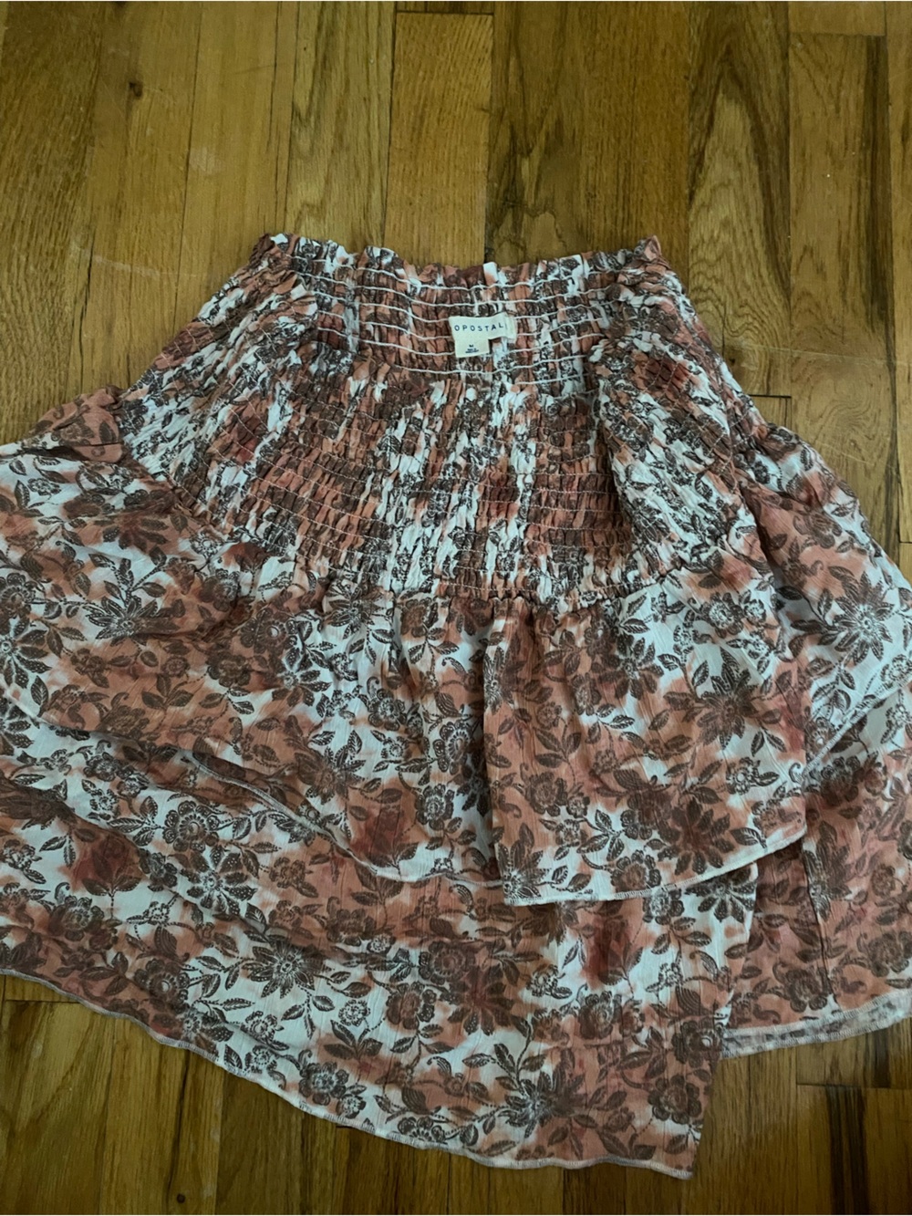 Oppo High-Waist Floral skirt in Rust and White